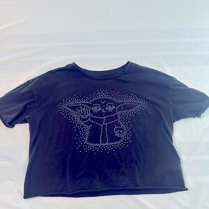 Star Wars soft gray crop top tshirt rhinestone the child